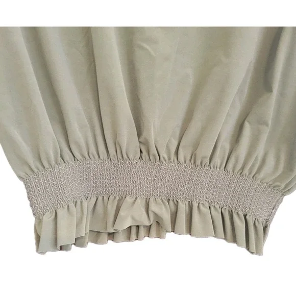 Zara Long Sleeve Crop Shirt‎ M Olive Green Trendy Casual Boho Romantic - Picture 3 of 7